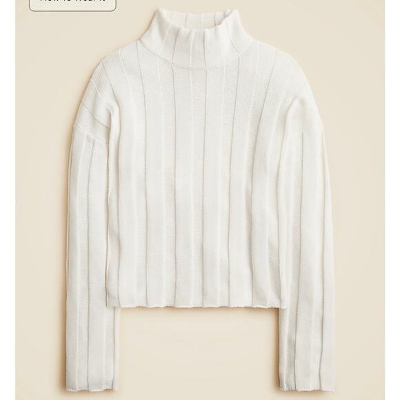 J. Crew Ribbed Mockneck Sweater Ivory NWT size Small - Picture 3 of 9